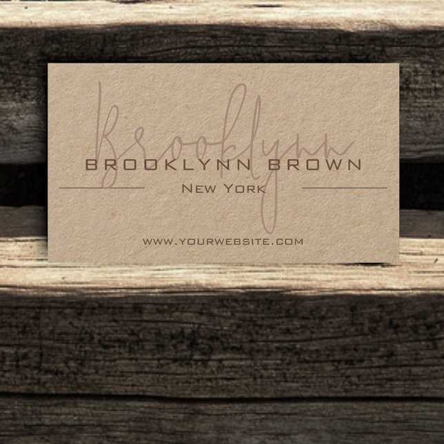 Carte De Visite Code QR élégant Classy Classy Minimalist Kraft (Créateur téléchargé)