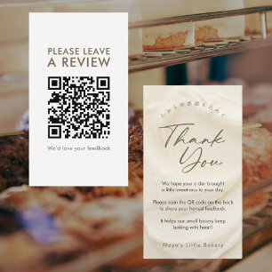 Carte De Visite Code QR élégant crème ivoire pour laisser un avis