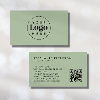 Carte De Visite Code QR élégant de logo de société personnalisé ve
