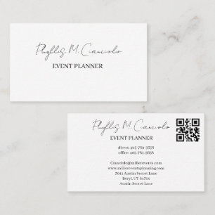 Carte De Visite Code QR élégant de planificateur d'événements à si