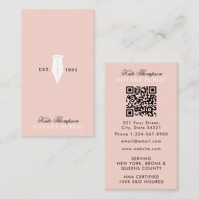 Carte De Visite Code QR élégant et classe d'agent de signature not (Devant / Derrière)