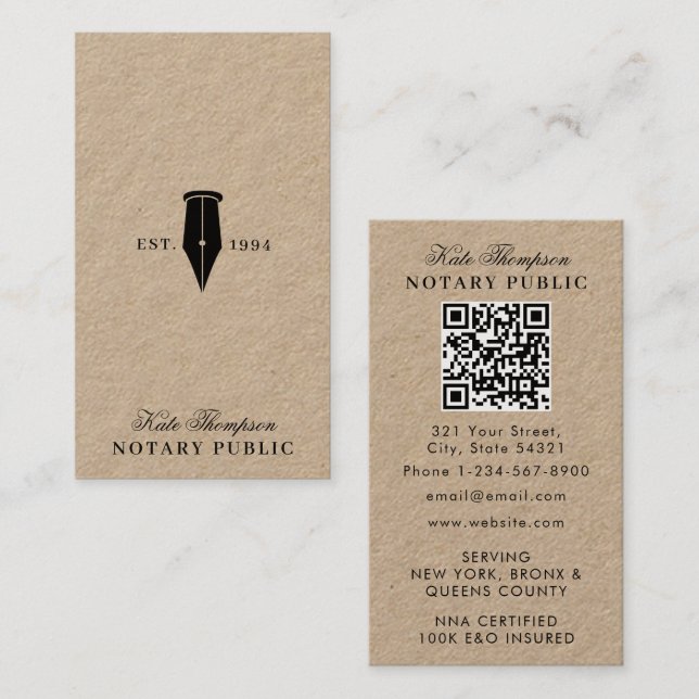 Carte De Visite Code QR élégant et classe de l'agent de signature  (Devant / Derrière)