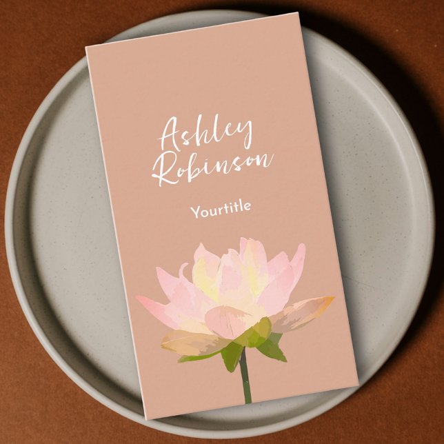 Carte De Visite Code QR élégant fleur de lotus boho terre cuite (Elegant lotus flower boho terracotta QR code Business Card)