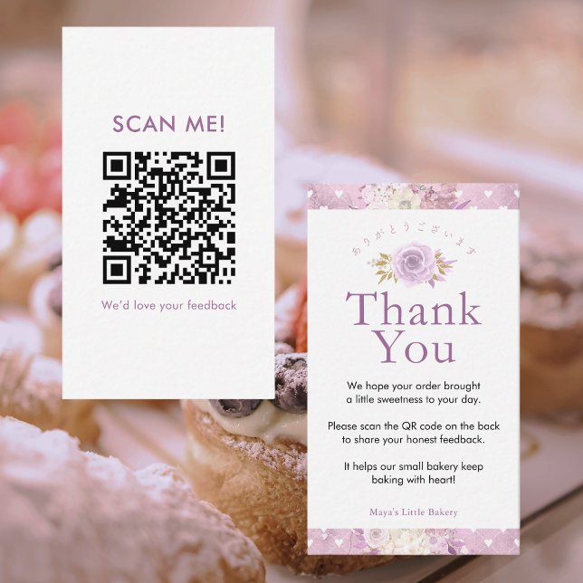 Carte De Visite Code QR élégant Fleurs Rose Poussiéreuse Laissez u (Créateur téléchargé)