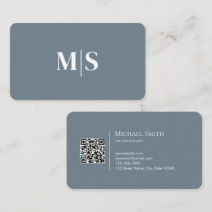 Carte De Visite Code QR élégant minimaliste sarcelle vert avec ini