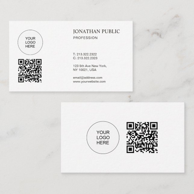 Carte De Visite Code QR Élégant Moderne Simple Télécharger Logo de (Devant / Derrière)