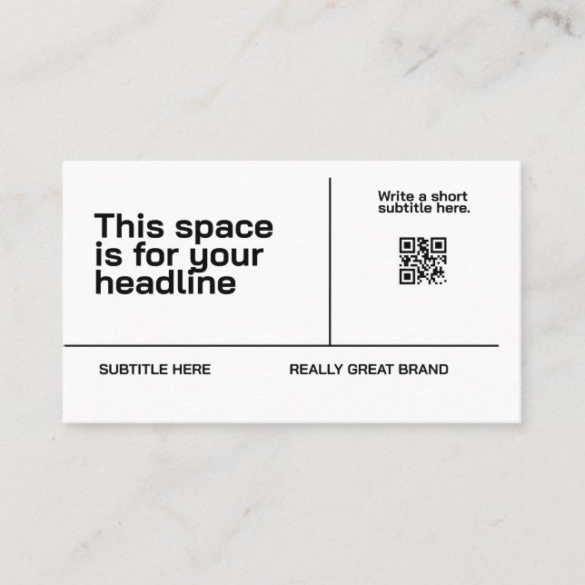 Carte De Visite Code QR élégant noir et blanc pour la nourriture l (Devant)
