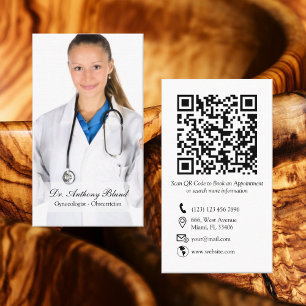 Carte De Visite Code QR Elegant OBGYN Obstétricien Gynécologue Bu