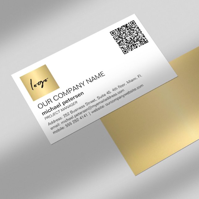 Carte De Visite Code QR élégant or professionnel personnalisé logo (Créateur téléchargé)