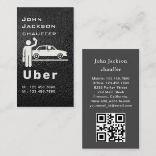 Carte De Visite Code QR élégant pour chauffeur de taxi sombre