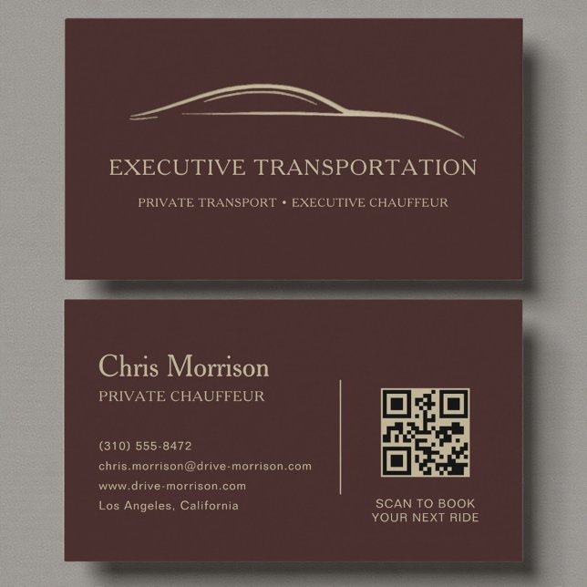 Carte De Visite Code QR élégant pour conducteur professionnel (Créateur téléchargé)