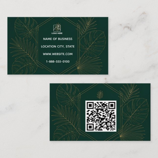 Carte de visite code QR Emeraude Or Tropical (Devant / Derrière)