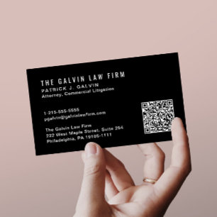 Carte De Visite Code QR employé professionnel noir