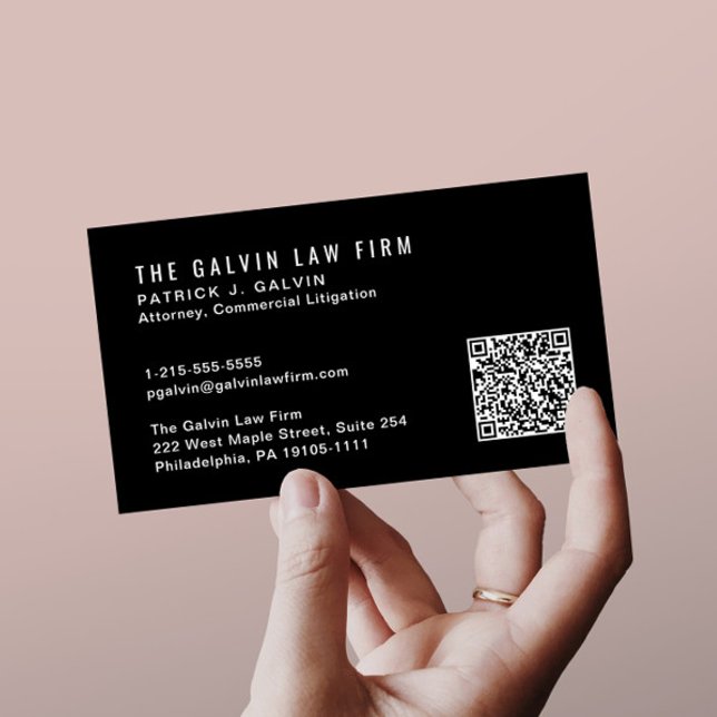 Carte De Visite Code QR employé professionnel noir (Capture attention, make connections, and leave a lasting impression with our modern QR business card)