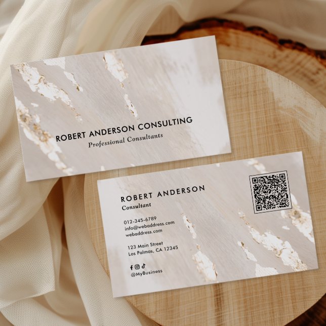 Carte De Visite Code QR en feuille d'or professionnelle & Médias S (Créateur téléchargé)