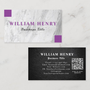 Carte De Visite Code QR en marbre blanc élégant et fonctionnel
