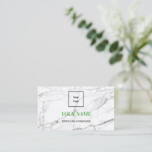 Carte De Visite Code QR en marbre blanc pour une organisation élég