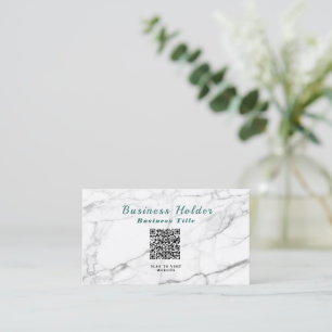 Carte De Visite Code QR en marbre blanc pour une organisation élég