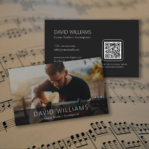 Carte De Visite Code QR Enseignant de Musique Chanteur Compositeur