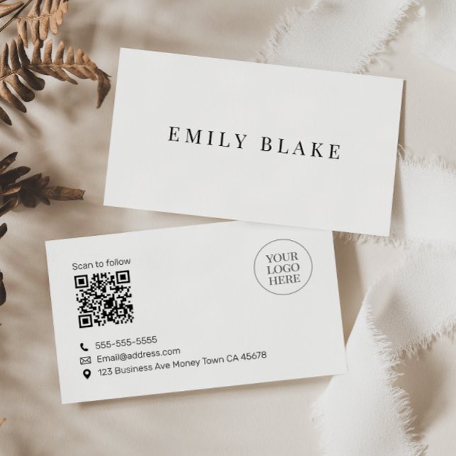 Carte De Visite Code QR Entreprise Minimal Classique Scannable (Créateur téléchargé)