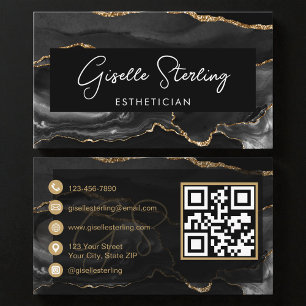 Carte De Visite Code QR Esthéticienne Or Noir