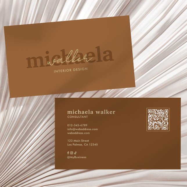 Carte De Visite Code QR et médias sociaux en écriture élégante (Créateur téléchargé)