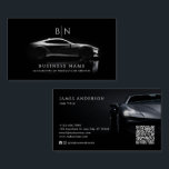 Carte De Visite Code QR et Réseaux Sociaux Monogramme de Voiture/<br><div class="desc">Ce design de carte de visite élégant et moderne est parfait pour les professionnels de l'automobile, les concessionnaires de voitures de luxe ou les passionnés de véhicules hautes performances. Avec un fond noir saisissant et une silhouette de voiture de sport à fort contraste, ce design dégage sophistication et puissance. La...</div>
