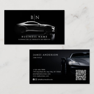 Carte De Visite Code QR et Réseaux Sociaux Monogramme de Voiture/