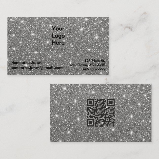 Carte De Visite Code QR étincelant diamant budgétaire (Devant / Derrière)