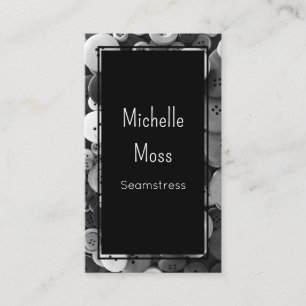 Carte De Visite Code QR Fashion Seamstress Buttons Classique Noir