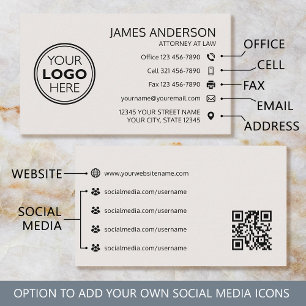 Carte De Visite Code QR Fax Logo d'entreprise Professionnel Blanc 