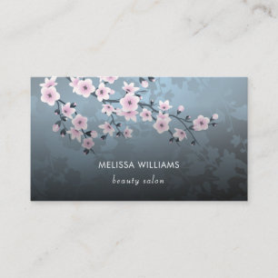 Carte De Visite Code Qr Fleur De Cerisier Foncé Floral