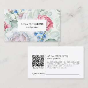 Carte De Visite Code QR Fleur élégant   Nomination