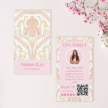 Code QR floral Art nouveau rose et photo