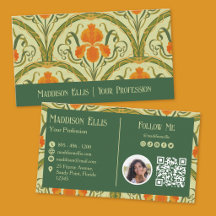 Code QR floral Art Nouveau vert et photo 