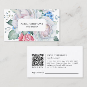 Carte De Visite Code QR floral élégant Nomination