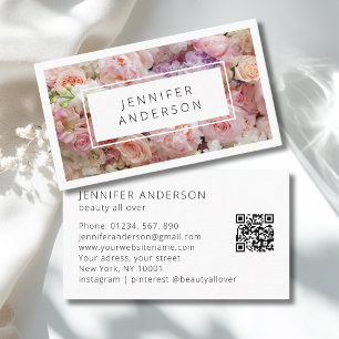 Carte De Visite Code QR floral moderne