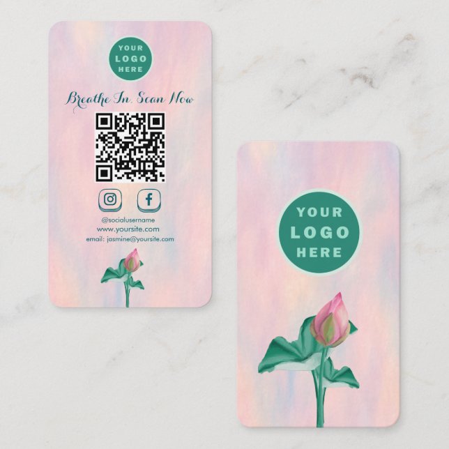Carte De Visite Code QR floral moderne Connectez-vous avec nous Ve (Devant / Derrière)