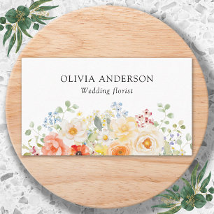 Carte De Visite Code QR floral personnalisé aquarelle ensoleillé