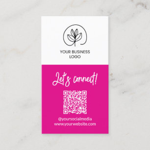 Carte De Visite Code QR Fuschia Connexion Recto Simple