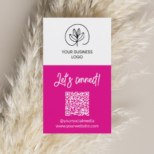 Carte De Visite Code QR Fuschia Connexion Recto Simple