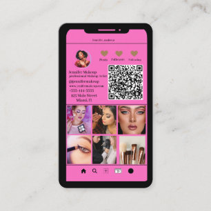 Carte De Visite Code QR Grille Instagram Artiste maquillage modern