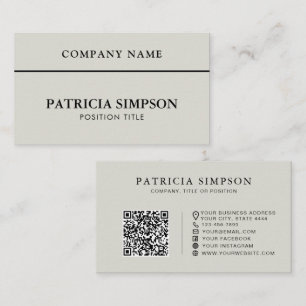 Carte De Visite Code QR Gris Argent Moderne Professionnel Minimali