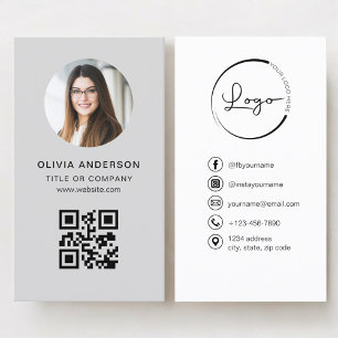 Carte De Visite Code QR gris de photo professionnelle pour les méd