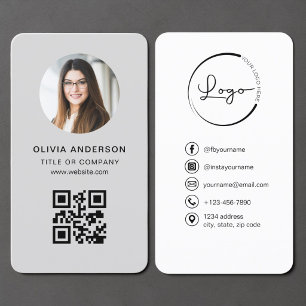 Carte De Visite Code QR Gris Photo