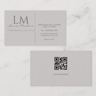 Carte De Visite Code QR gris taupe moderne pour le branding d'entr