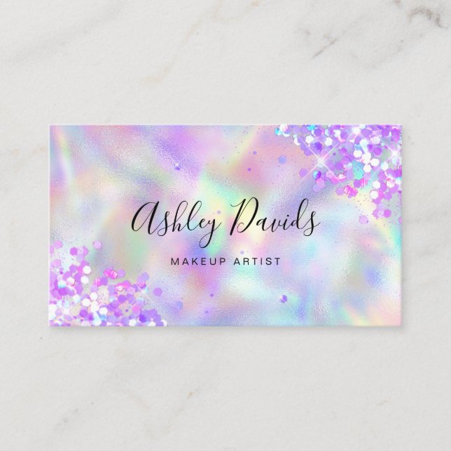 Carte De Visite Code QR Holographic Parties scintillant Artiste ma (Devant)