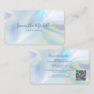 Carte De Visite Code QR holographique de styliste de maquillage mo