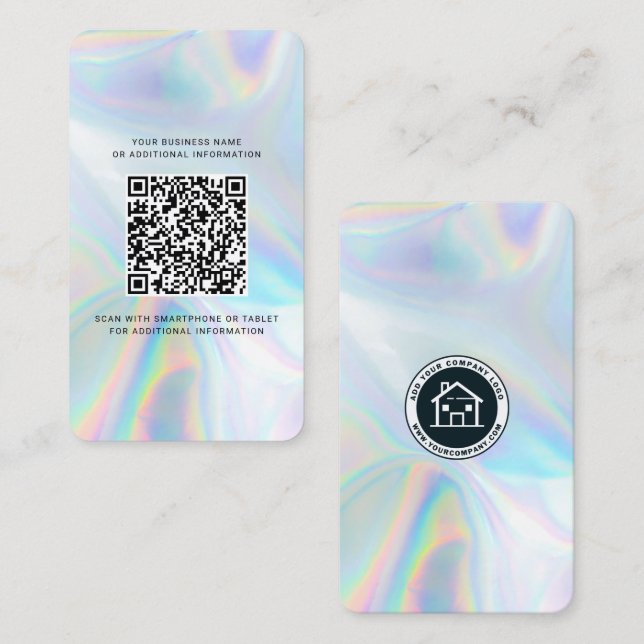 Carte De Visite Code QR holographique du logo de l'entreprise (Devant / Derrière)