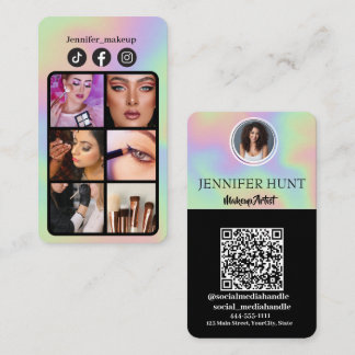 Carte De Visite Code QR Holographique moderne médias sociaux